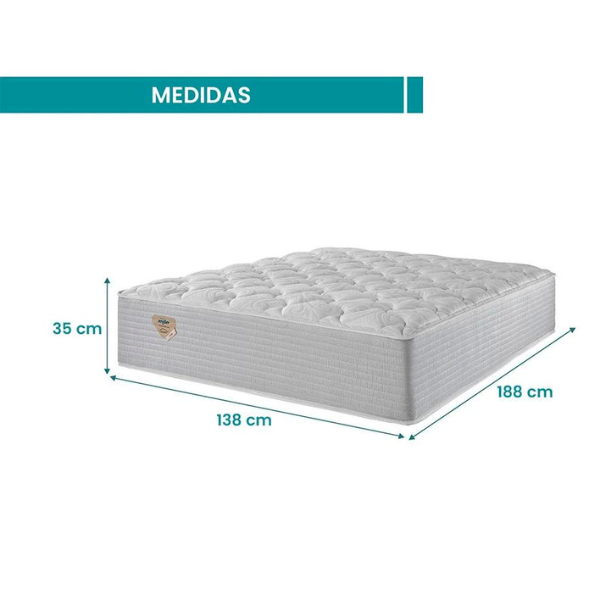 COLCHAO ECOFLEX PRIVILEGE 1,38X1,88X0,35 SUPORTE ATE 120 KG COM MOLAS ENSACADA - CASAL