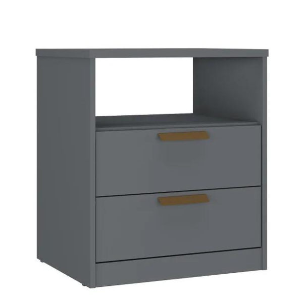 MESA DE CABECEIRA MAMBEL DIVINO 2 GAVETAS CINZA REF.: 11568
