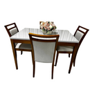 MESA ARTSOLI DUO 1,20X0,80 COM VIDRO CANTO RETO CASTANHO CLARO COM VIDRO OFF WHITE COD.: 1194V