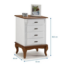 MESA DE CABECEIRA LINZ 4 GAVETAS LACA BRANCA COM TAMPO E PÉS IMBUIA GLAZER REF.: 60404