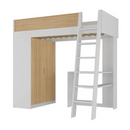 CAMA ALTA MAMBEL MEZZO COM ESCRIVANINHA+2 PORTAS COR: BRANCO/OLMO