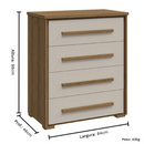 COMODA RIMO ANGRA 4 GAVETAS COR JEQUITIBA/ OFF WHITE REF.: 47706