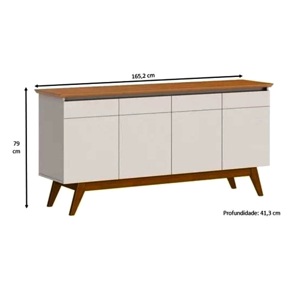 BUFFET IMCAL CLASSIC 1,65 MTS 4 PORTAS SEM ESPELHO COR: OFF WHITE / NATURE COD.: 66433
