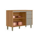 BALCÃO LINEA BRASIL PIA 1,20 MTS ALLURE 2 PORTAS 3 GAVETAS COR: JEQUITIBA/GRIS FOSCO