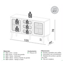 BALCÃO DALLA COSTA TELA SINTETICA 1,35 MTS C/2PT 3 GAVETAS FREIJO COD-TB331 JJ - SAIBA MAIS