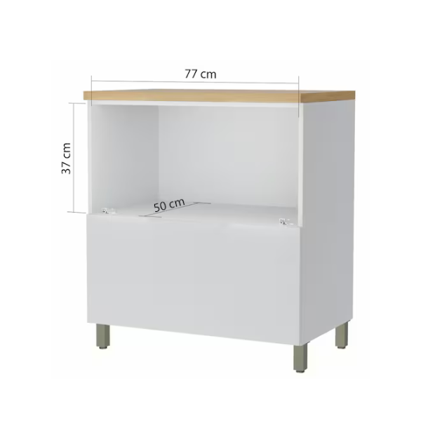 BALCÃO NESHER MARQUESA 1 PORTA + 1 GAVETA A.0,91 X P.0,52 X L.0,80 CM COR: BRC/NAT REF.: 500659
