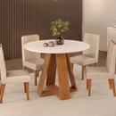 MESA DJ CELESTE DIAMETRO 1,035X1,035 MTS TAMPO CHANFRADO COR CEDRO / OFF WHITE