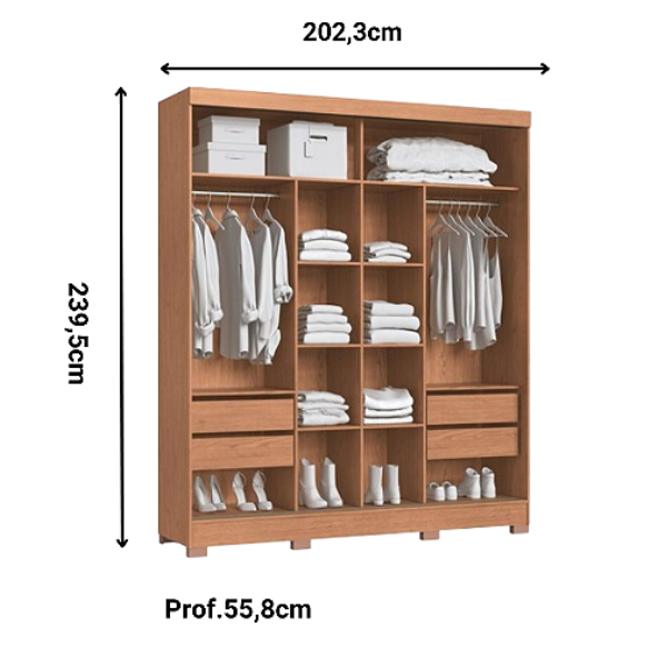 GUARDA ROUPA 2 PORTAS CASTRO PONTAL REF.: 0920M SEM ESP. COR: CEDRO / DUNA 2,34XL2,02XP55,8