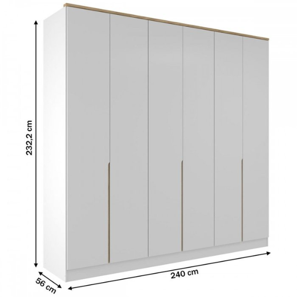 ROUPEIRO MAMBEL LOGAN 6 PORTAS ABRIR COR: BRANCO / OLMO ITALIANO 2,322ALTX2,40LARGX0,56