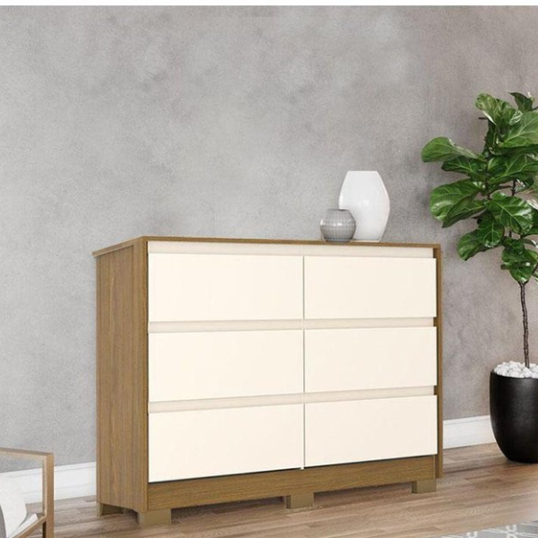 COMODA HENN RAVENNA 06 GAVETAS COR NATURE/OFF WHITE REF.: D737-127