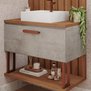 BANHEIRO MGM DUNA BALCÃO + PIA SOBREPOR 0,80 CM COR CIMENTO FREIJO REF.: 22456.51 S/ PAINEL S/ ESP.