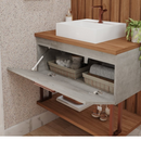 BANHEIRO MGM DUNA BALCÃO + PIA SOBREPOR 0,80 CM COR CIMENTO FREIJO REF.: 22456.51 S/ PAINEL S/ ESP.