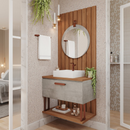 BANHEIRO MGM DUNA BALCÃO + PIA SOBREPOR 0,80 CM COR CIMENTO FREIJO REF.: 22456.51 S/ PAINEL S/ ESP.