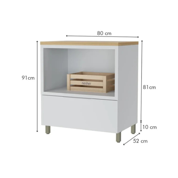 Cozinha 7 Peças 7 Portas 7 Gavetas Marquesa 100% Mdf Branco/Nature