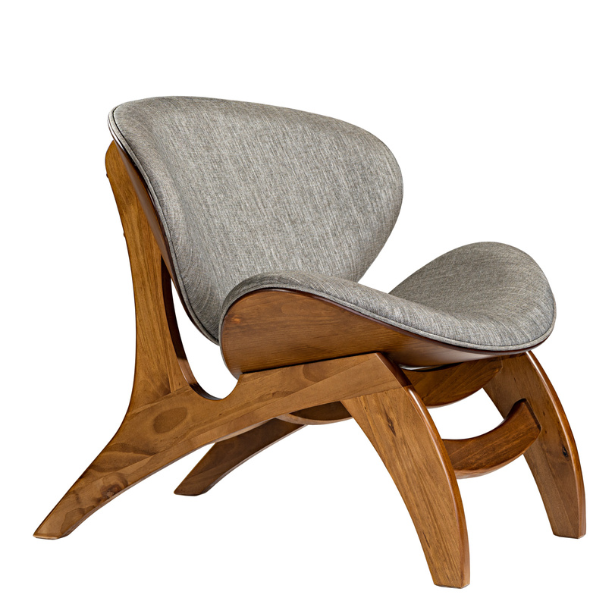 POLTRONA MILLER INTERIORES MODELO PEROLA LAMINADO CASTANHO TECIDO L-58 COR 00043 TAUPE