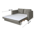 SOFA CAMA SALA ESTOFADOS BELIZE 1,60 MTS COM COLCHAO DE CASAL TECIDO COR: CINZA CLARO