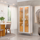 CRISTALEIRA DJ OLIVIA COM KIT LED OFF WHITE / FREIJO