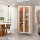 CRISTALEIRA DJ OLIVIA COM KIT LED OFF WHITE / FREIJO