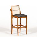 BANQUETA MILLER INTERIORES ALTA LISBOA ENCOSTO RATAN2 COR CASTANHO TELA SEXTAVADA L-58 COR:0043TAUPE