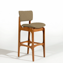 BANQUETA MILLER INTERIORES ALTA MODELO FENIX ENCOSTO ESTOFADO LAMINADO CASTANHO TECIDO L-91 COR:135