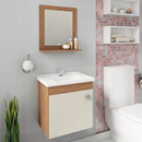 BANHEIRO MGM IRIS BALCÃO + PIA + ESPELHEIRA 0,44 CM COR: AMENDOA/BRANCO REF.: 9944.33