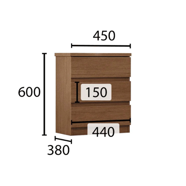 MESA DE CABECEIRA NOVO HORIZONTE DECA 3 GAVETAS COR: CUMARU 25