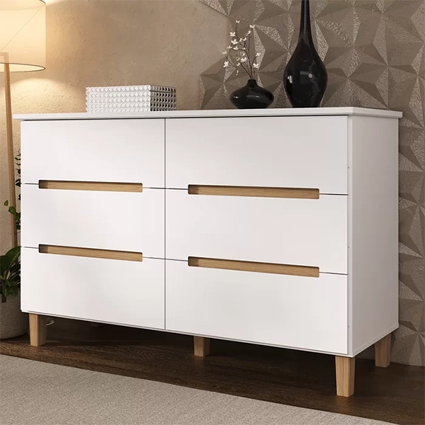 COMODA MAMBEL LOGAN 6 GAVETAS BRANCO / OLMO ITALIANO