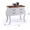 COMODA LINZ BOMBE MEDIA 2 GAVETAS COR: 011B BRANCA COM 024B IMBUIA GLAZER REF.: 1007