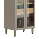 CRISTALEIRA LINEA BRASIL 0,70 MTS ALLURE COM PORTAS VIDRO+LED COR: JEQUITIBA/GRIS FOSCO