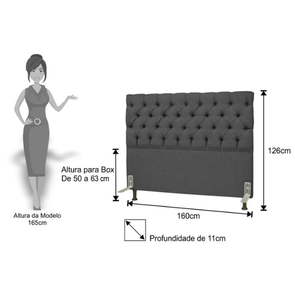 CABECEIRA JS ESPECIALLE PLUS 1,60 REF.: 1508 LINHO CINZA