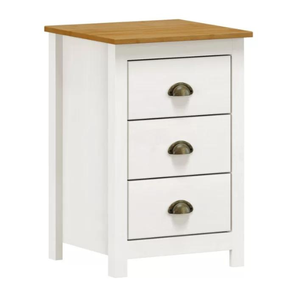 MESA DE CABECEIRA FINESTRA TOPAZIO 3 GAVETAS BRANCO FREIJO REF.: 9130BV