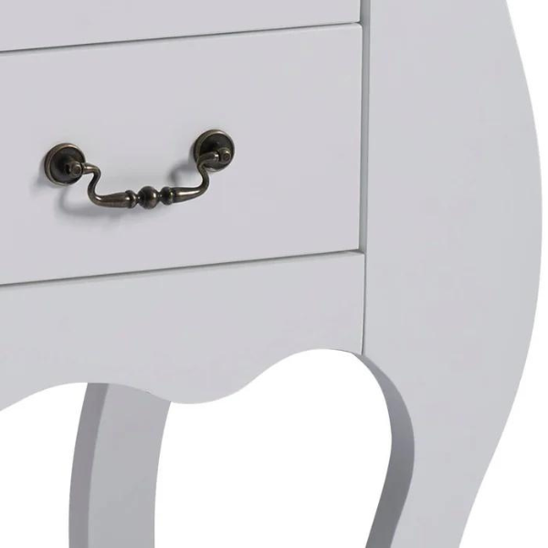 COMODA LINZ BOMBE LARGA 3 GAVETAS COR: 011B BRANCA COM 024B IMBUIA GLAZER REF.: 1023
