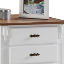 MESA DE CABECEIRA LINZ 4 GAVETAS LACA BRANCA COM TAMPO E PÉS IMBUIA GLAZER REF.: 60404