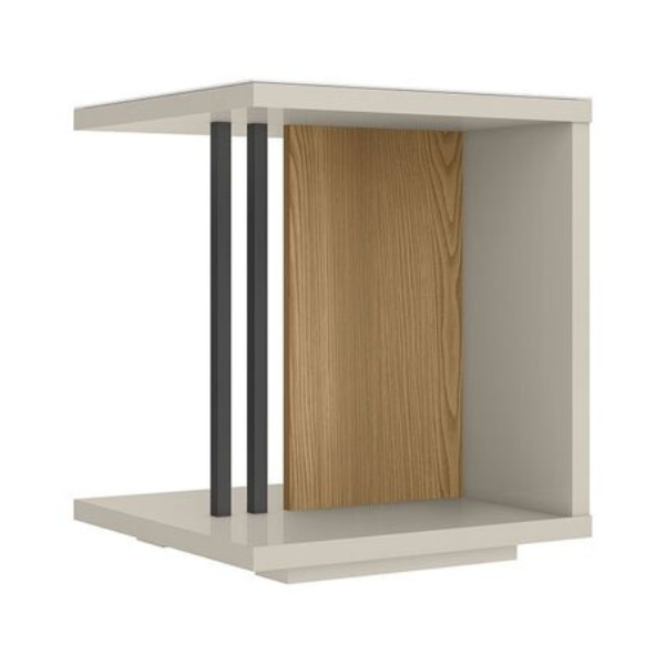 MESA DE CANTO LINEA BRASIL BONITO COR CARVALHO/OFF WHITE BRILHO