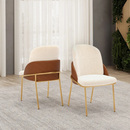 CONJUNTO DE 02 CADEIRAS DJ VITTA DOURADO E TERRACOTA TECIDO BOUCLE PEROLA