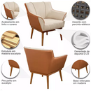 POLTRONA FIORI EVORA ESTOFADA PÉ COR PINHÃO TECIDO 267