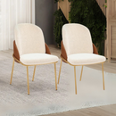 CONJUNTO DE 02 CADEIRAS DJ VITTA DOURADO E TERRACOTA TECIDO BOUCLE PEROLA