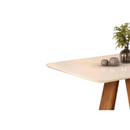 MESA DJ CELESTE 1,20X0,90X30 MTS TAMPO CHANFRADO CURVO COR CEDRO / OFF WHITE