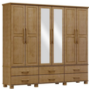 ROUPEIRO FINESTRA BIPARTIDO 6 PORTAS +6 GAVETAS COM ESPELHO LINHA OURO COR FREIJO REF.: 2244F/2254FN