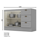 BALCÃO HENN PIA 1200 MM 2 PORTAS + 3 GAVETAS AMERICANA CINZA HP (SEM TAMPO) REF.: C353-131