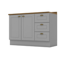 BALCÃO HENN PIA 1200 MM 2 PORTAS + 3 GAVETAS AMERICANA CINZA HP (SEM TAMPO) REF.: C353-131