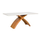 MESA ARTSOLI LAIS 1,80X1,00 CASTANHO CLARO TAMPO OFF WHITE CANTO GARRAFA COD.: 1271