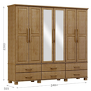 ROUPEIRO FINESTRA BIPARTIDO 6 PORTAS +6 GAVETAS COM ESPELHO LINHA OURO COR FREIJO REF.: 2244F/2254FN