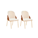 CONJUNTO DE 02 CADEIRAS DJ VITTA DOURADO E TERRACOTA TECIDO BOUCLE PEROLA