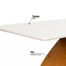 MESA ARTSOLI LAIS 1,80X1,00 CASTANHO CLARO TAMPO OFF WHITE CANTO GARRAFA COD.: 1271