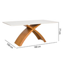 MESA ARTSOLI LAIS 1,80X1,00 CASTANHO CLARO TAMPO OFF WHITE CANTO GARRAFA COD.: 1271