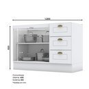 BALCÃO HENN PIA 1200 MM 2 PORTAS + 3 GAVETAS AMERICANA BRANCO HP (SEM TAMPO) REF.: C353-05