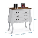 COMODA LINZ BOMBE LARGA 3 GAVETAS COR: 011B BRANCA COM 024B IMBUIA GLAZER REF.: 1023