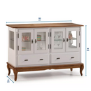 BALCÃO LINZ 4 PORTAS 2 GAVETAS 2 PRATELEIRA DE VIDRO REF.: 60510 COR: 011B BRANCA COM 024B IMBUIA G.