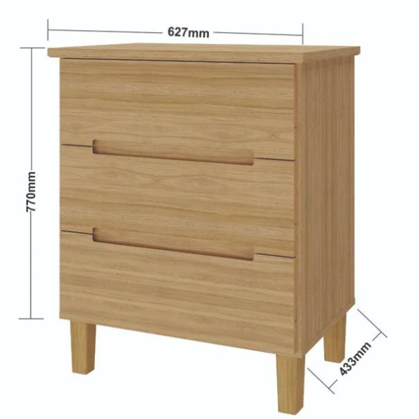 MESA DE CABECEIRA MAMBEL LOGAN 3 GAVETAS OLMO REF.: 1009.9